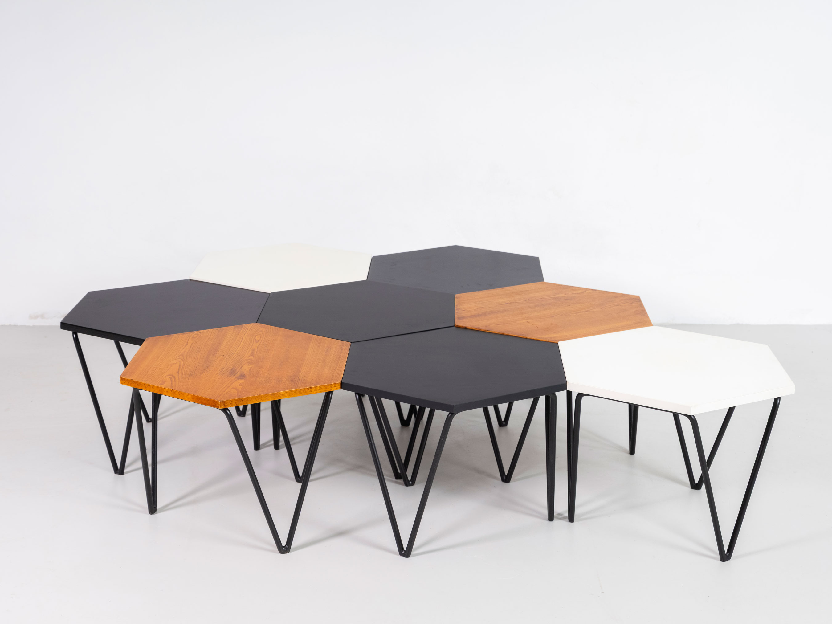 Set of Eight Hexagonal Coffee Tables